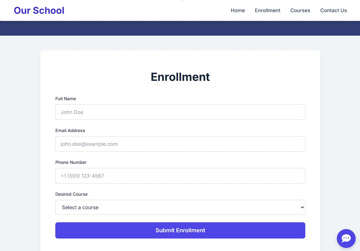 Chat AI and School Landing Webpage — screenshot 2