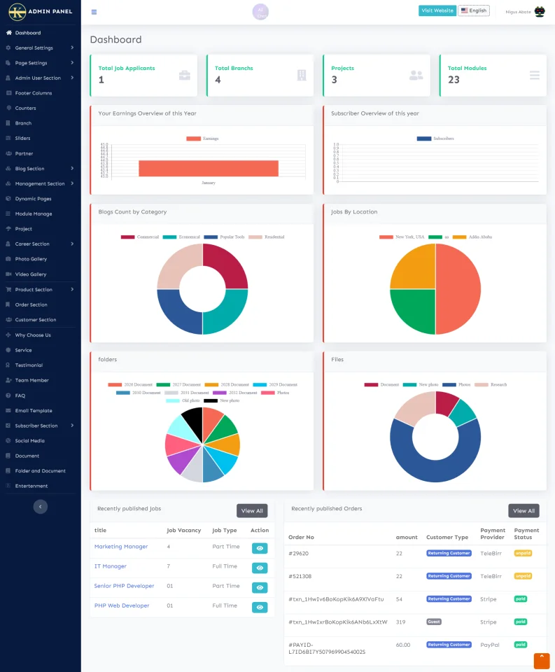 KingLit CMS Multipurpose Laravel Website CMS with AI Chat and File Manager — screenshot 2