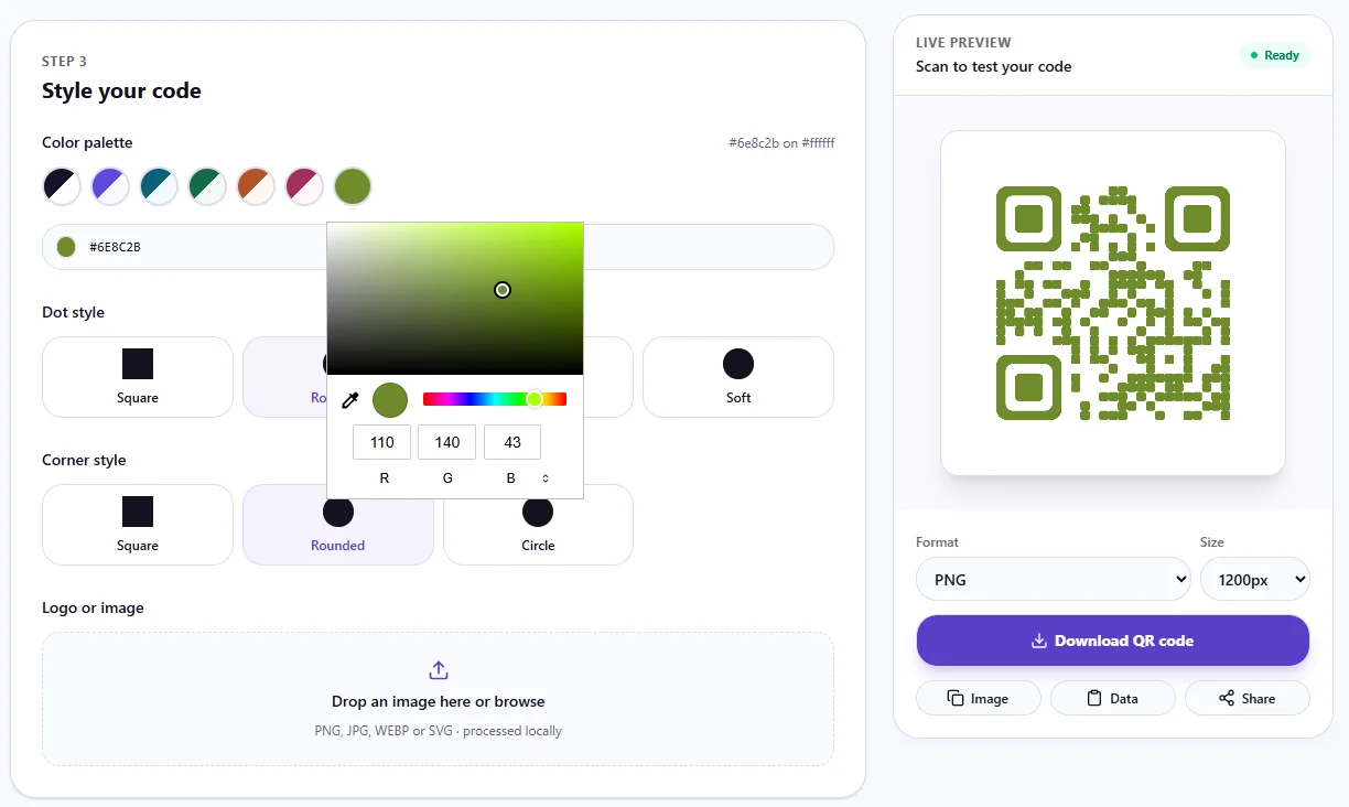 QR Code Generator Modern React & Next.js Web App — screenshot 2