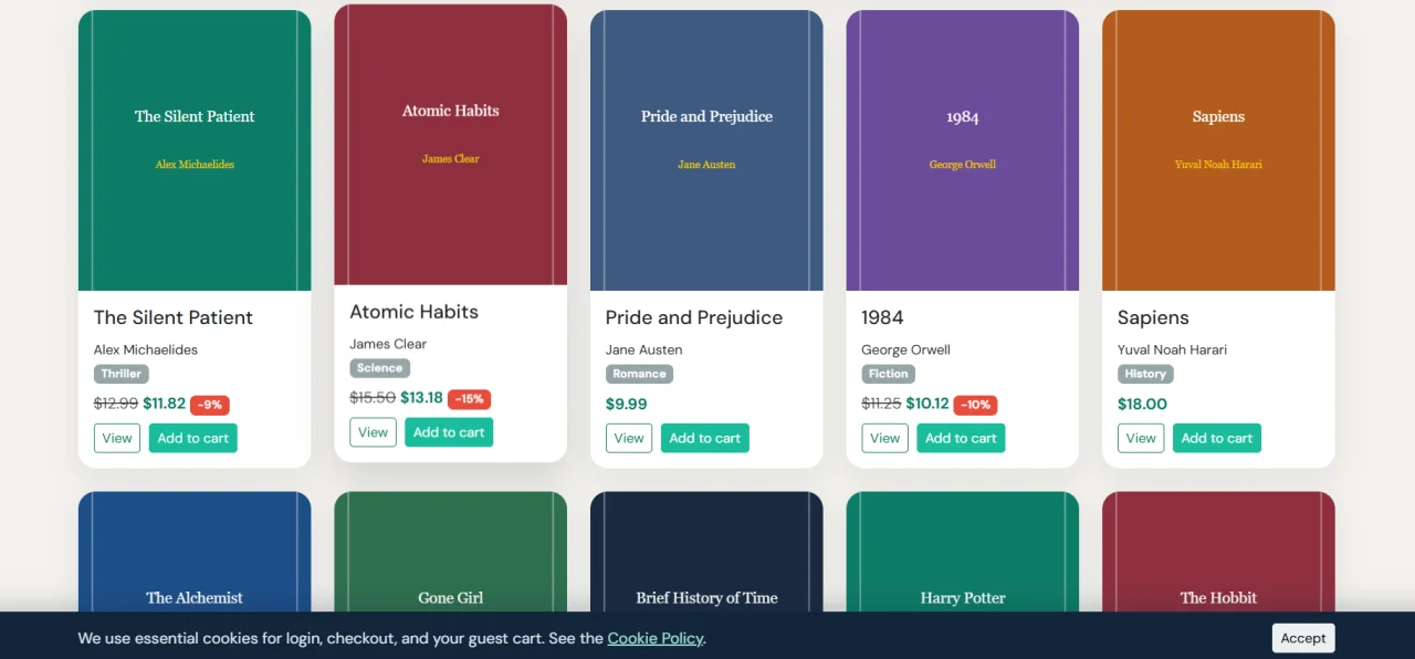 ASP.NET Core MVC E-Commerce Bookstore — screenshot 2