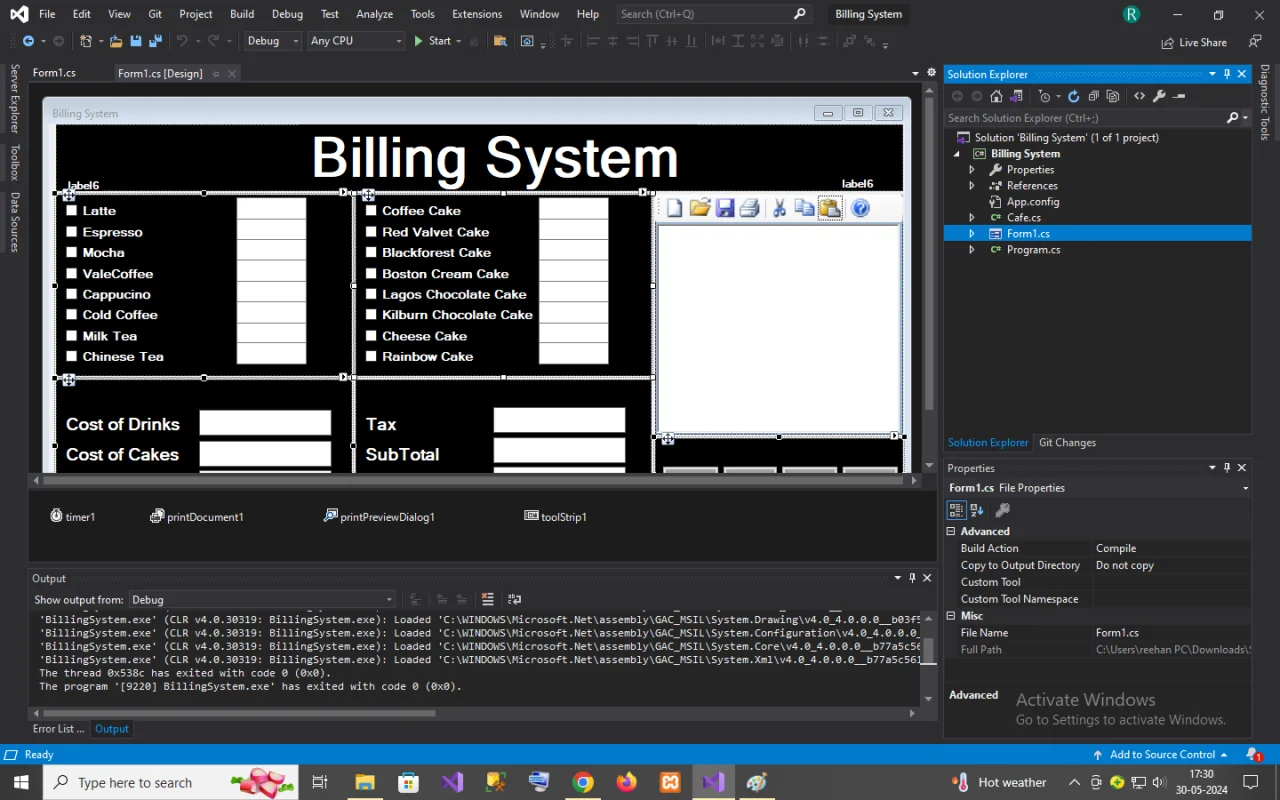 Billing System in C#.NET — screenshot 1