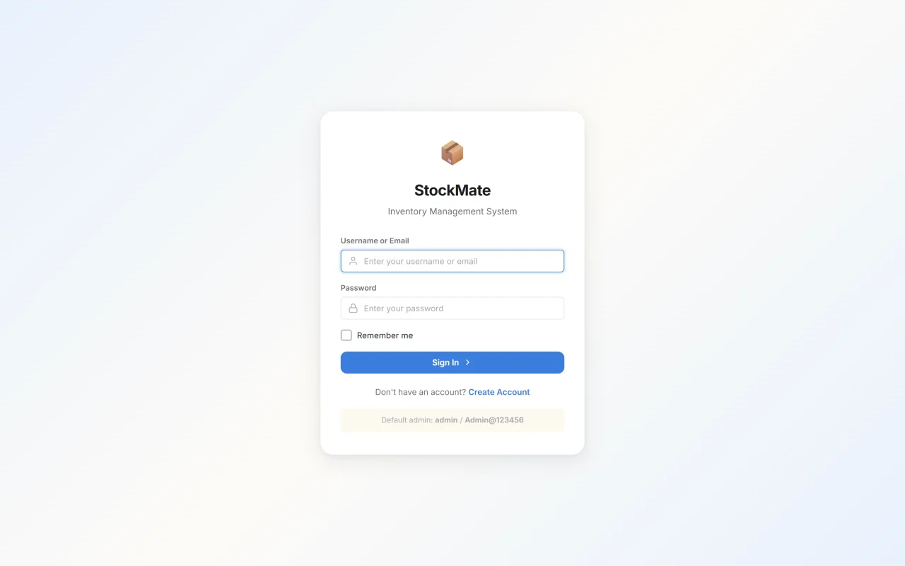 StockMate Inventory, Stock & Sales Management System (Flask + Python) — screenshot 1