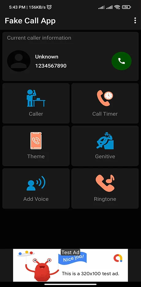 Fake Call Kotlin Android App with AdMob, Prank Call App — screenshot 4