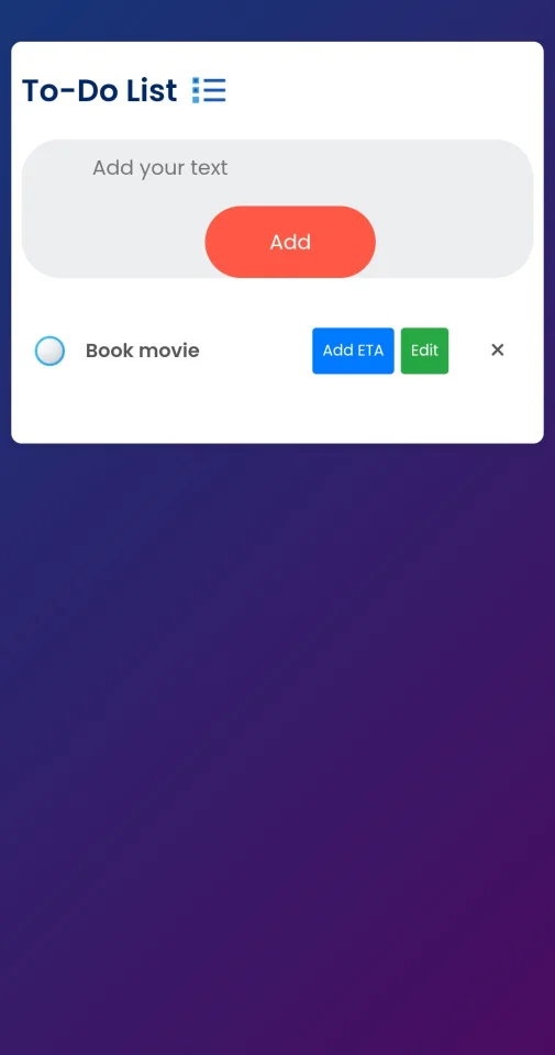 ToDo List App Task Manager with ETA & Edit Feature — screenshot 3