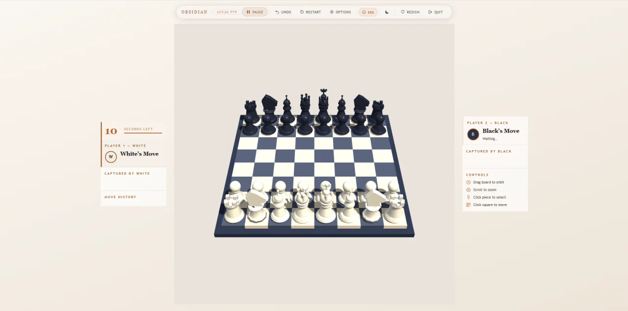 Obsidian Chess | 3D HTML5 Multiplayer Chess Game — screenshot 2