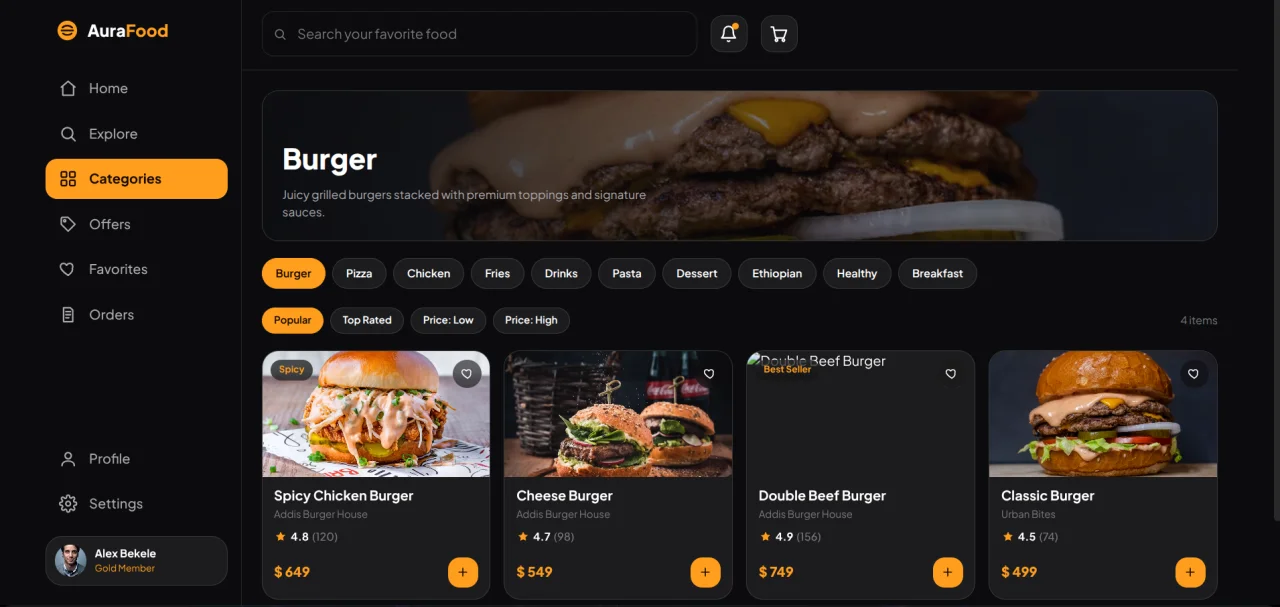AuraFood - Restaurant & Food Delivery Web UI Kit — screenshot 2