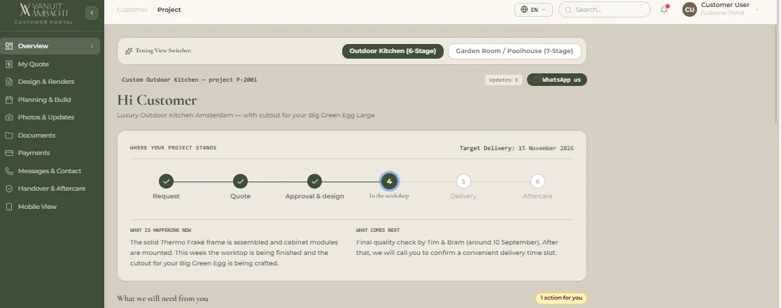 Vanuit Ambacht Luxury Outdoor Living CRM & SaaS Management Portal — screenshot 5