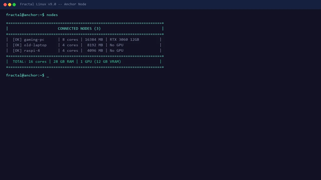 Fractal Linux AI-Powered Distributed Operating System — screenshot 1