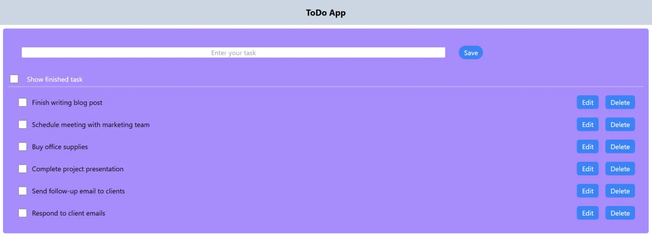 To Do App — screenshot 2