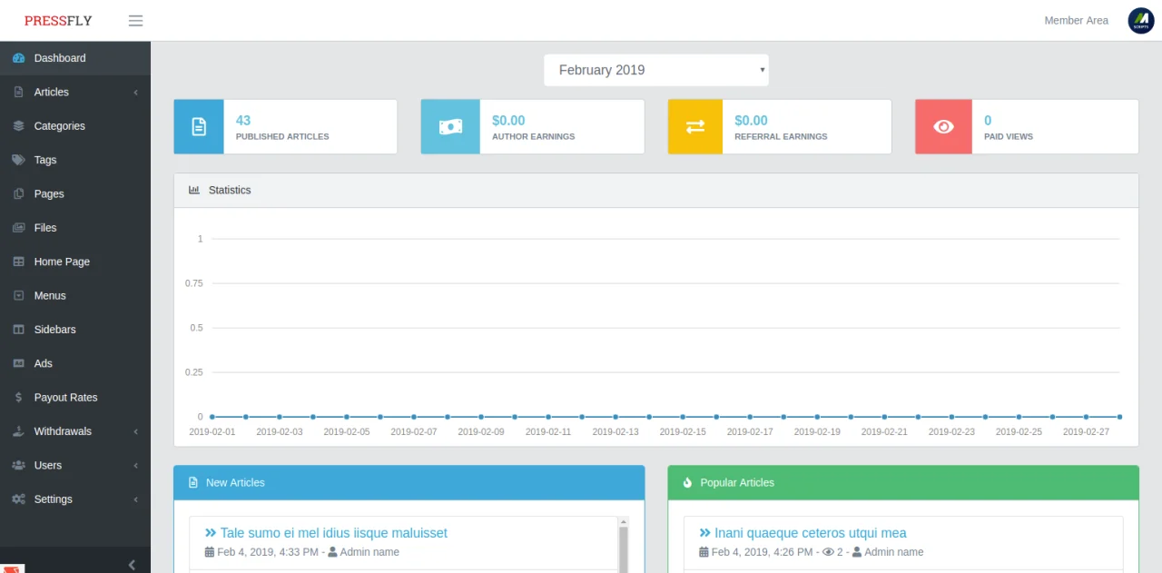 PressFly - Monetized Articles System — screenshot 6