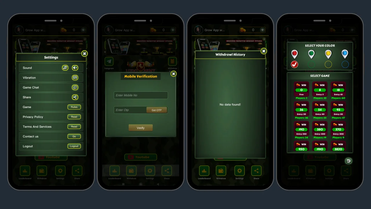 Ludo Army Game Android App with Admin Panel (Real Money Ludo Tournament) — screenshot 2