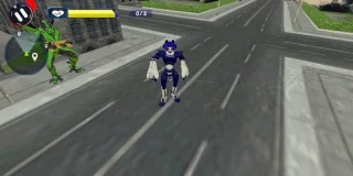Transformer Fighting Superhero City