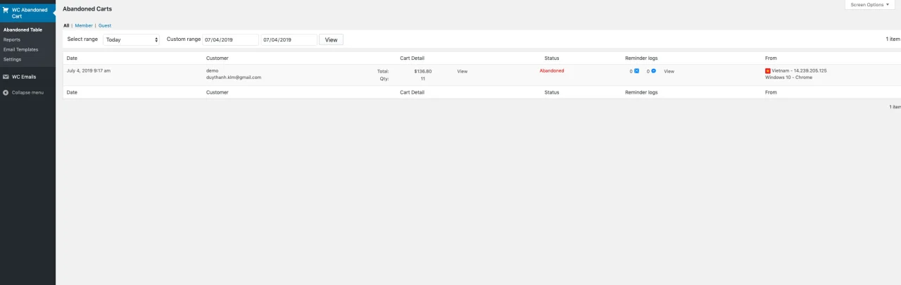WooCommerce Abandoned Cart Recovery - Email - SMS - Messenger — screenshot 1