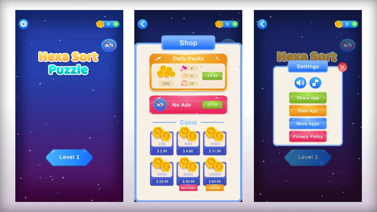 Hexa Sort Puzzle Color Game — screenshot 2