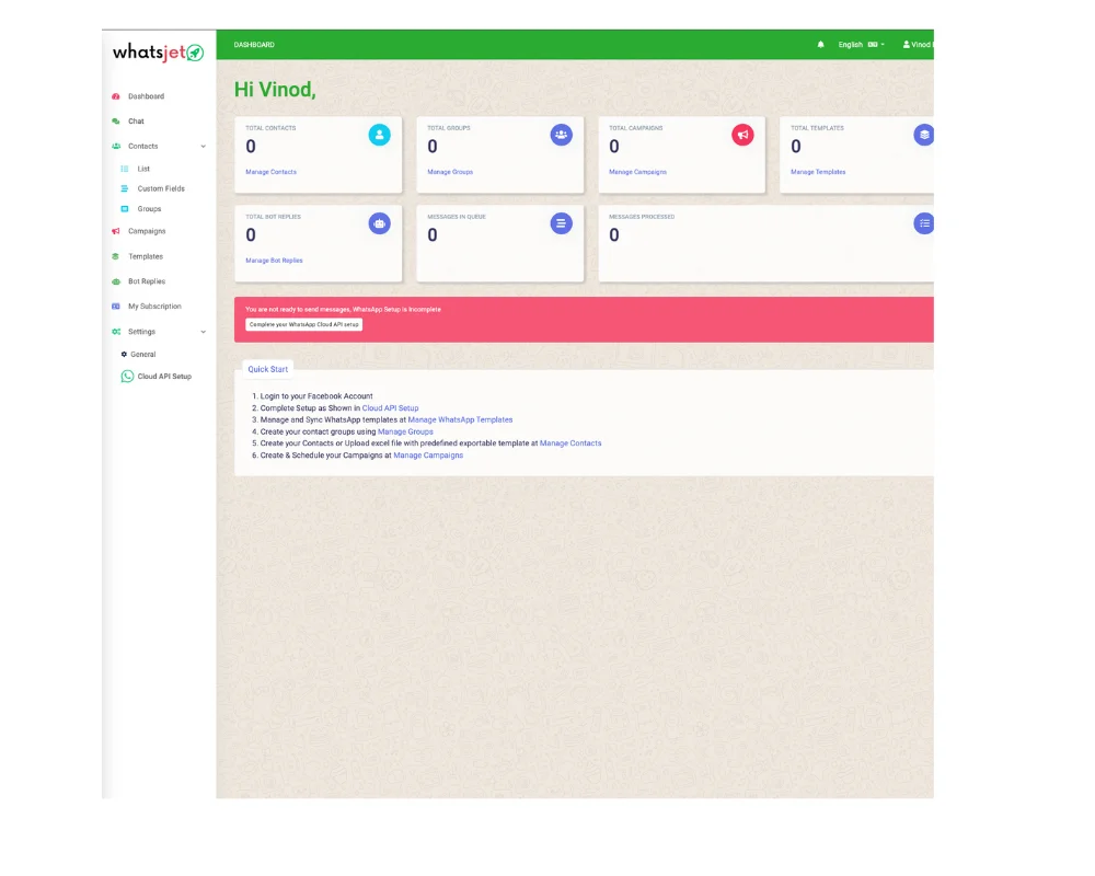 WhatsJet SaaS - A WhatsApp Marketing Platform with Bulk Sender — screenshot 1
