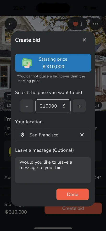Biddo - Full Flutter Auction App, Node.js Server with Docker (with Chat) — screenshot 3