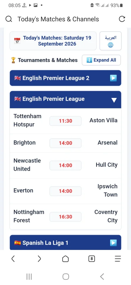 Today's Football Matches Schedule Script - HTML CSS JS — screenshot 3