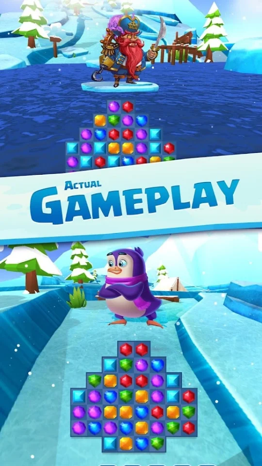 Jewel Match 3 - Penguin Story Match-3 Game — screenshot 3