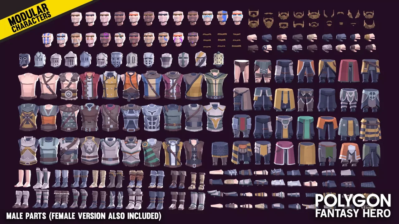 POLYGON Modular Fantasy Hero Characters - Low Poly 3D Art by Synty — screenshot 7