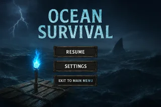 Ocean Survival Crypto Game - Raft, Megalodon & Blue Torch Adventure