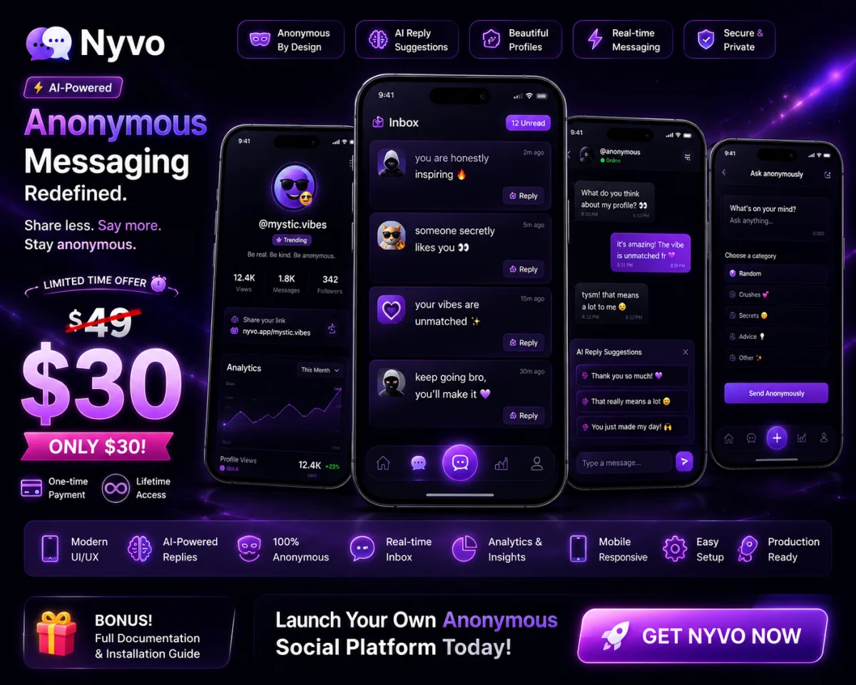 Nyvo Anonymous Messaging SaaS Platform — screenshot 2