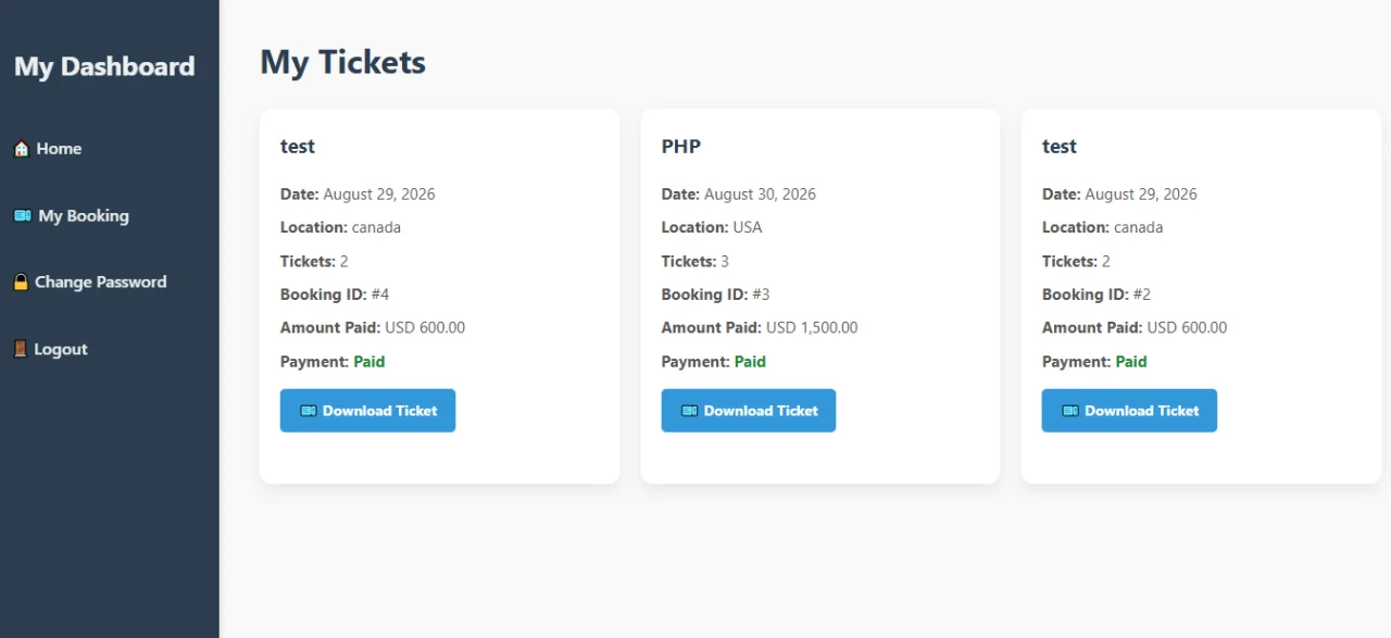 PHP Event Booking System with Admin Panel | Event Ticket Management Script — screenshot 6