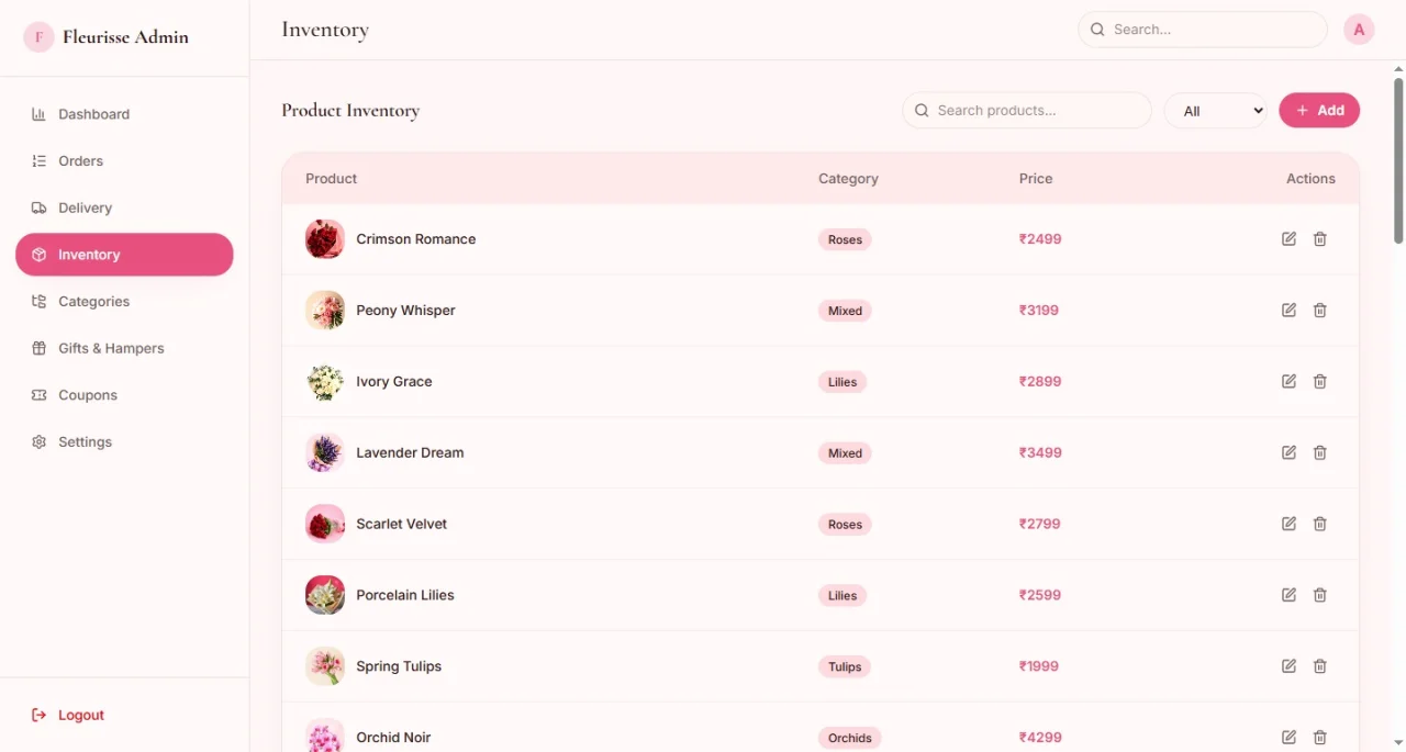 Fleurisse Luxury Floral E-Commerce UI — screenshot 5
