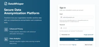 DataWhisper - Secure Data Anonymization Platform