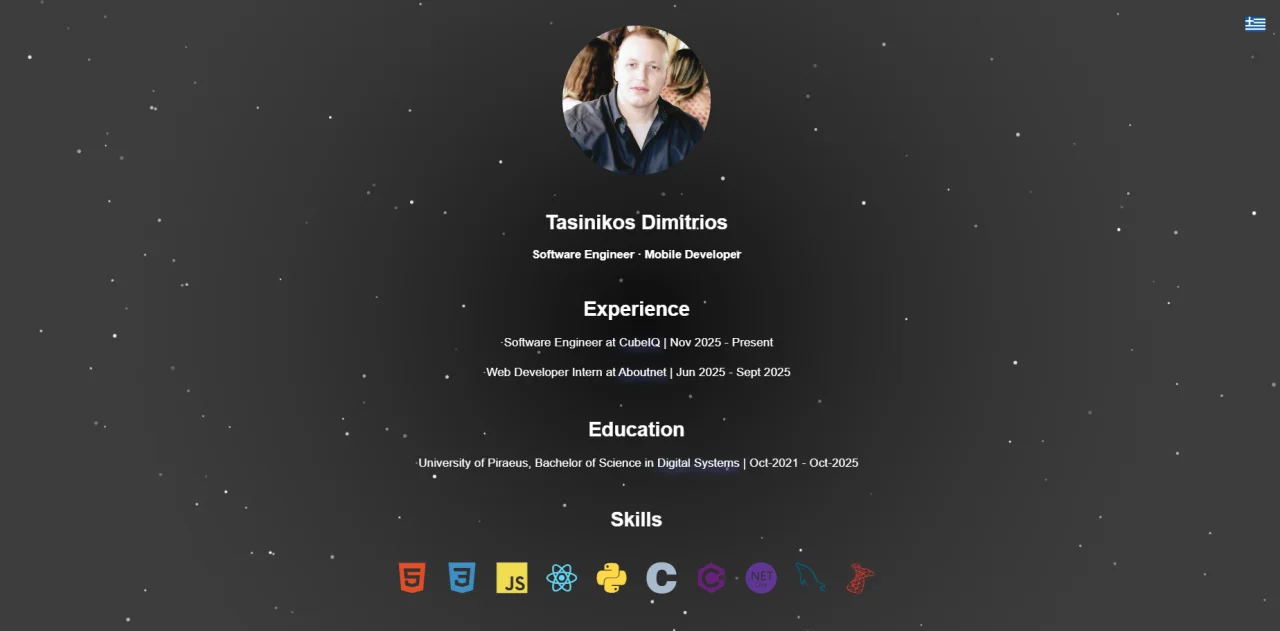 React Minimal Portfolio (CV Type) — screenshot 1