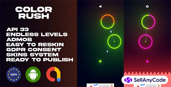 Color Rush - Unity Endless Game (AdMob Ads + GDPR Consent)