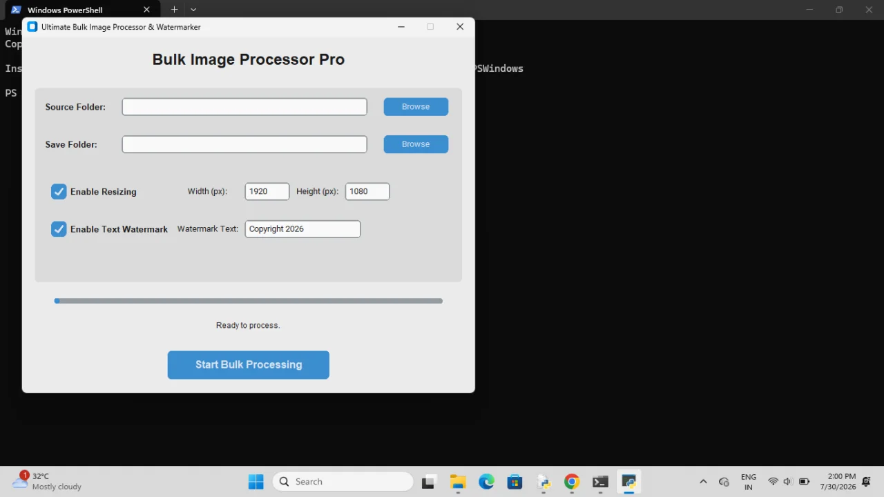 Bulk Image Processor Pro - Multi-Threaded Python GUI Utility (Dark/Light) — screenshot 2