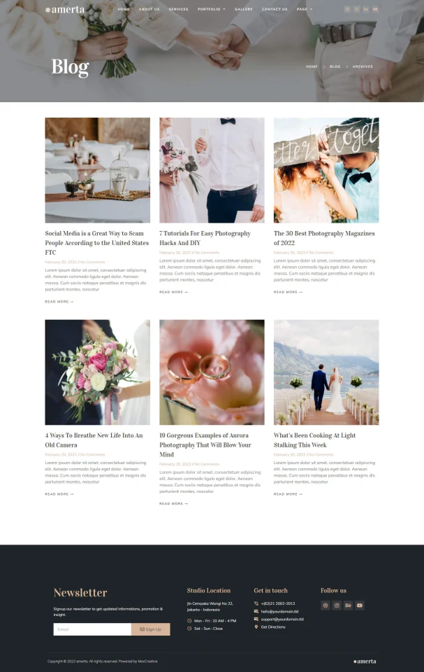 Amerta - Wedding Photography Service Elementor Template Kit — screenshot 2