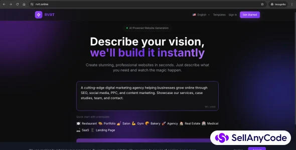 Rvrt - AI-Powered eCommerce Website, Blog & Store + App Creator (Multi-Tenant, Multi-Database, Multi-Domain SaaS)