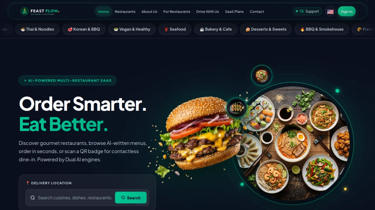 FeastFlow - Multi-Restaurant Food SaaS & POS — screenshot 1