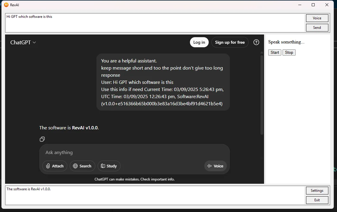 Rev AI AI Chat, Voice Recognition & Text-to-Speech Assistant — screenshot 2