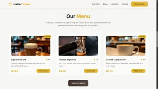 Hudson Brews Premium NYC Coffee Shop Website