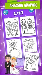 Bride and Groom Wedding Coloring Pages Game