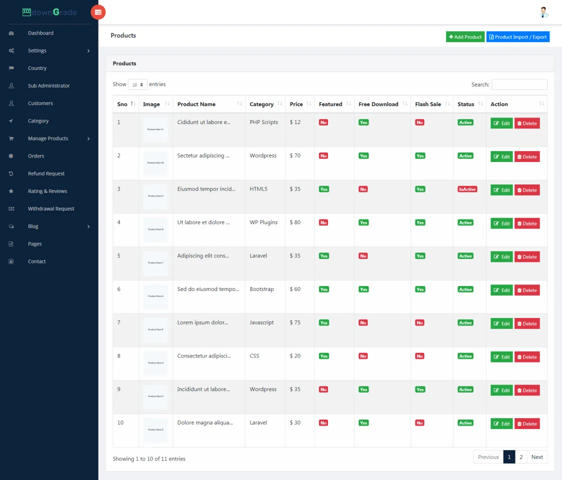 downGrade - Single Vendor Digital Marketplace with Subscription — screenshot 2