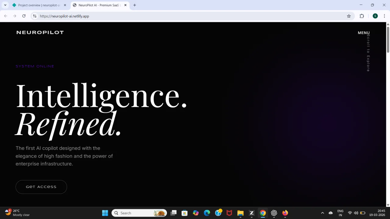 NeuroPilot Premium AI SaaS Landing Page (Dark UI + Interactive Chat + Fully Responsive) — screenshot 1