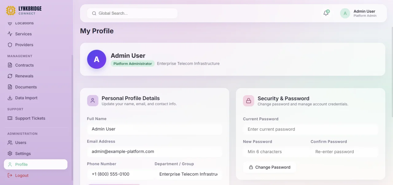 LynkBridge Connect - Telecom Lifecycle Management Platform — screenshot 3