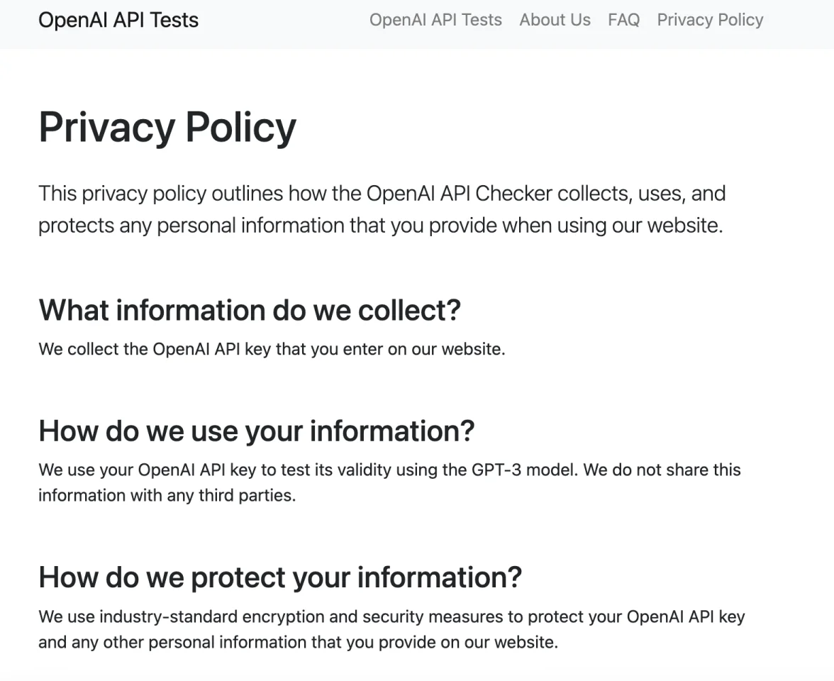 OpenAI API Validation Tool - Test Your API Key with GPT-3 | Validate OpenAI API Access — screenshot 1