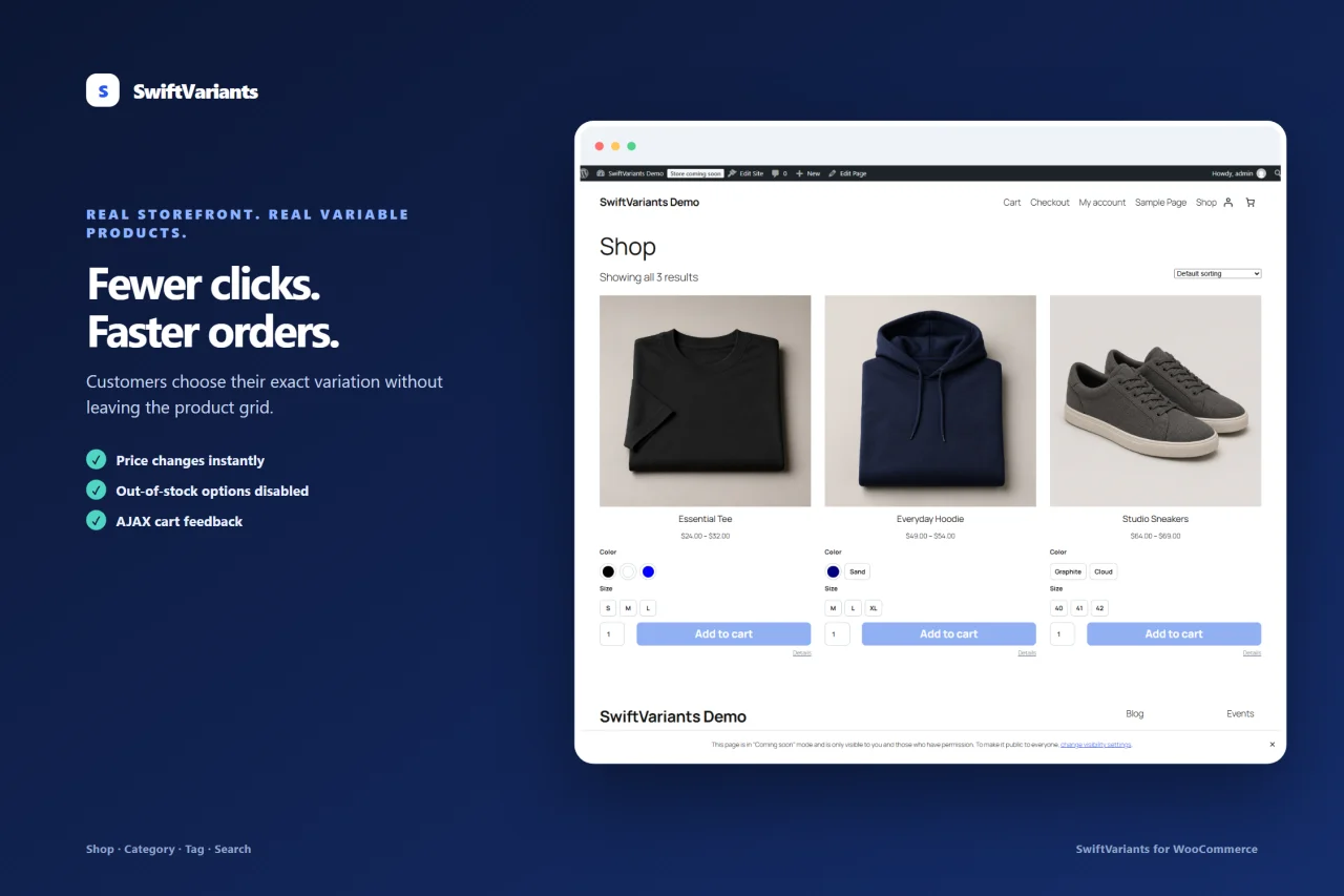 SwiftVariants - Quick Variations for WooCommerce — screenshot 3
