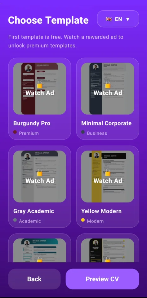 Professional CV Resume Builder Android App with PDF Export and AdMob — screenshot 5