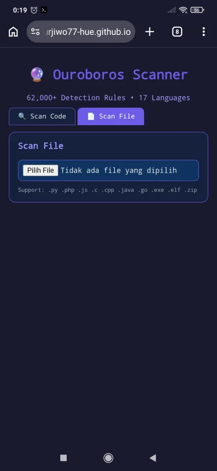 Ouroboros Scanner - AI Code Security (62K+ Rules) — screenshot 1