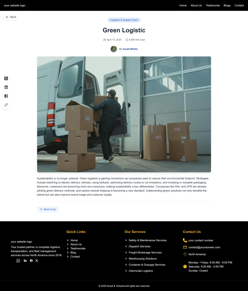 React-Based Logistics Website with Blog and Forms. — screenshot 4