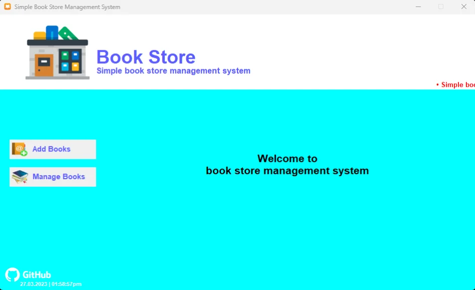 SmartBook Manager: Python Tkinter Bookstore System with SQLite & CSV Export — screenshot 1