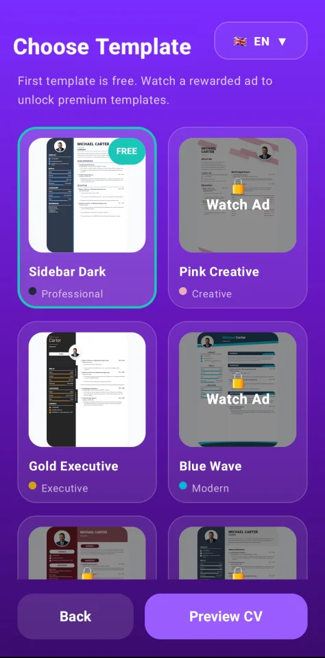 Professional CV Resume Builder Android App with PDF Export and AdMob — screenshot 4