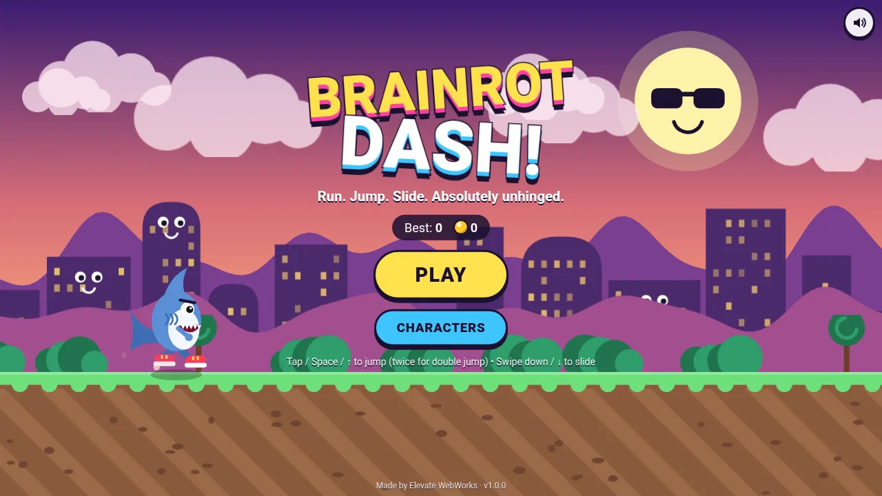 Brainrot Dash - HTML5 Endless Runner Game (Source Code) — screenshot 1