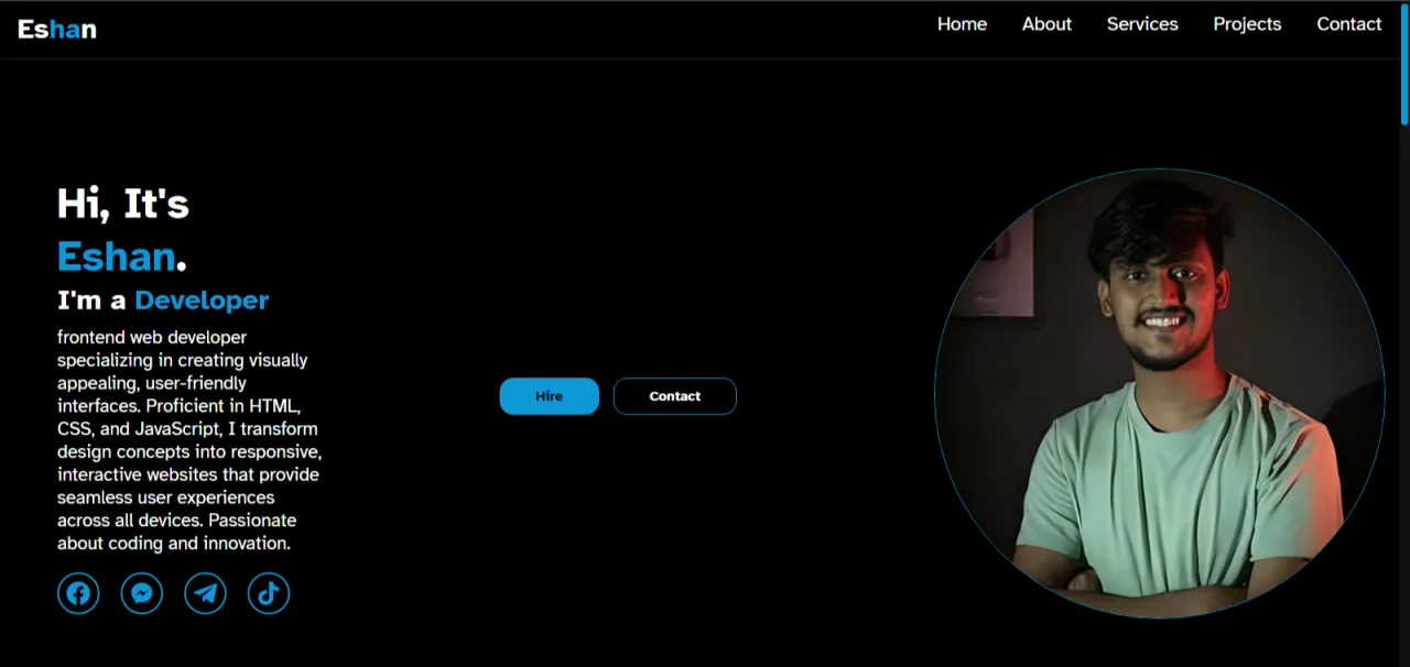 Portfolio in Dark Theme HTML, CSS, JS. — screenshot 1