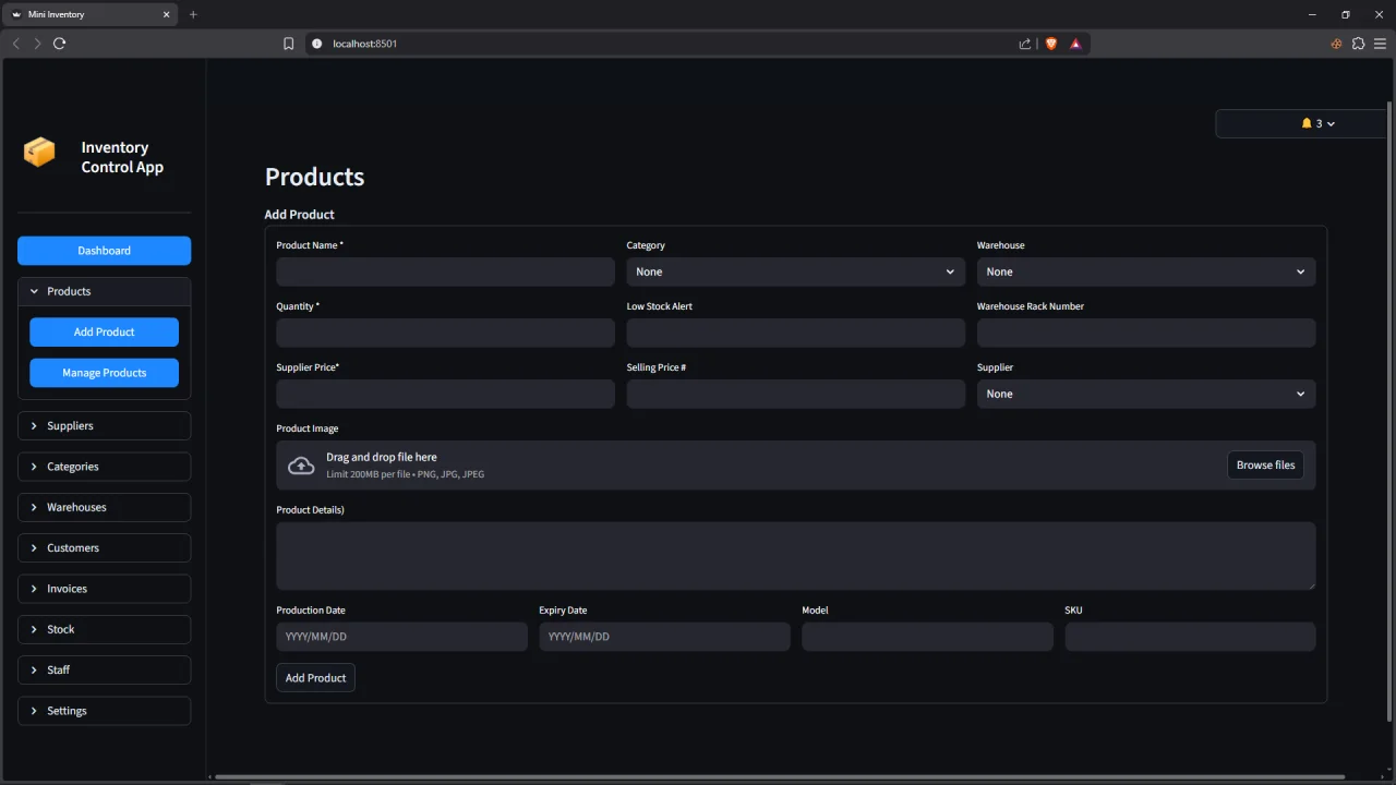 Advanced Inventory & Invoice Management System | Python Streamlit — screenshot 2